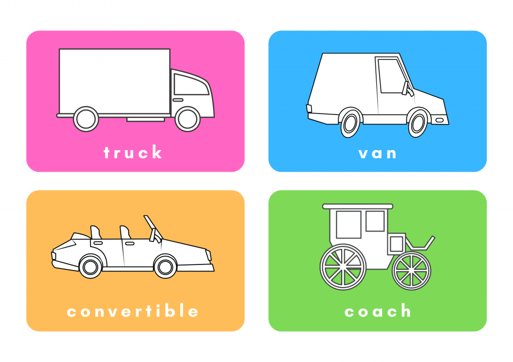 Means Of Transport ((1): truck, van, convertible, and coach
